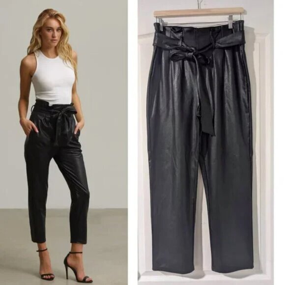 Commando | Faux Leather Paperbag Pants In Black - Picture 1 of 10